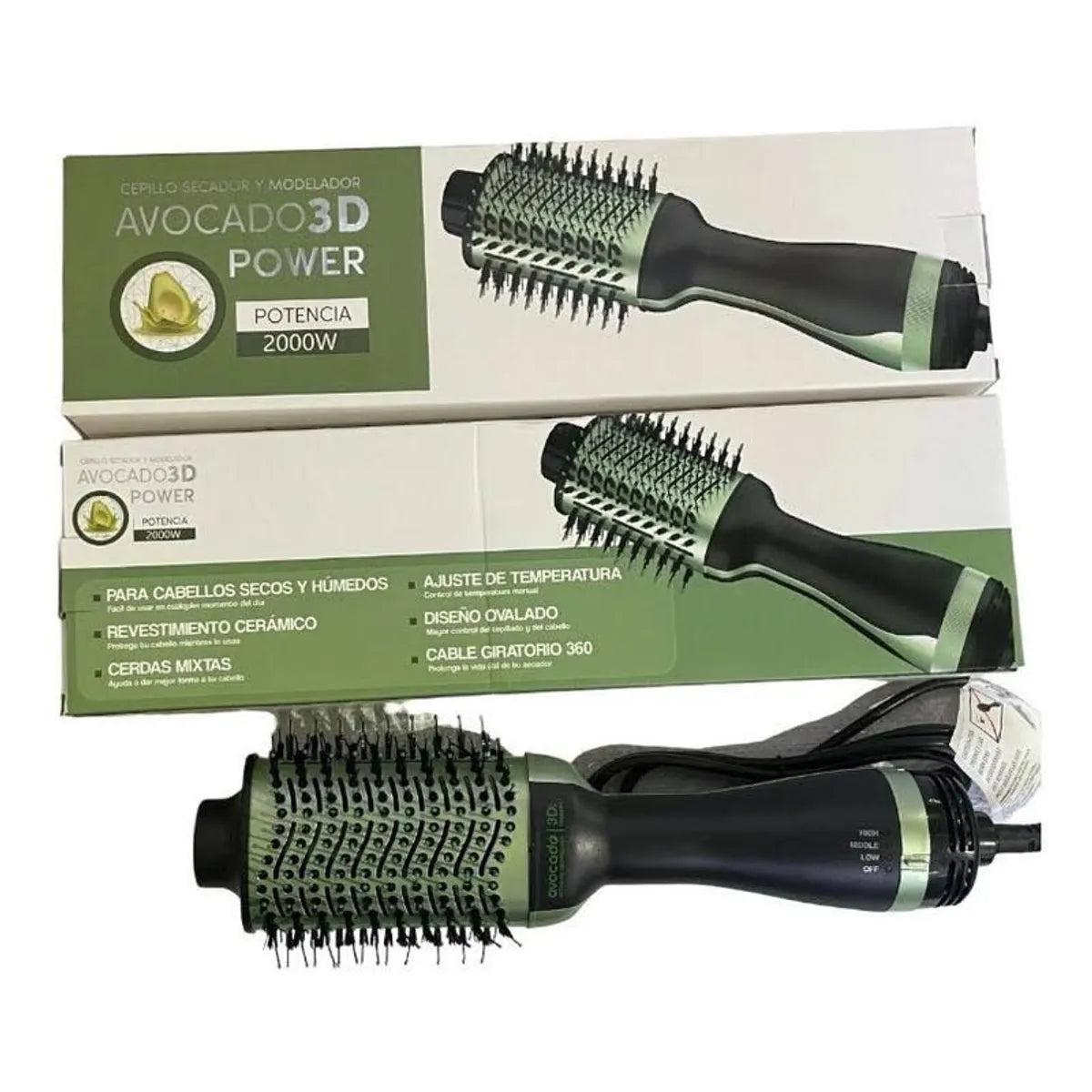 Cepillo secador y modelador Avocado 3d power